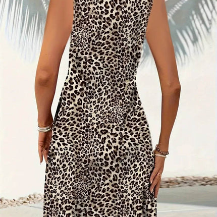 Leopard V-Neck Sleeveless Mini Dress - MimiStylez