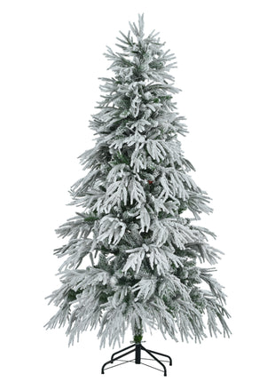 6FT Pre Lit Spruce Snow Cover Christmas Tree With 300 Multi-color LED Lights