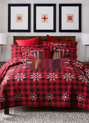 Christmas Cotton Snowflake Embroidery Quilt Three-piece Set