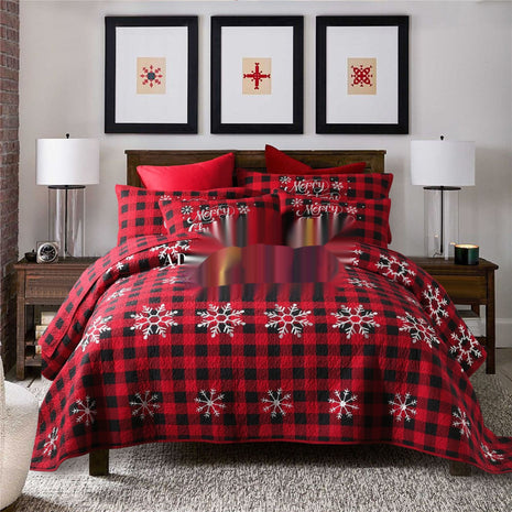 Christmas Cotton Snowflake Embroidery Quilt Three-piece Set