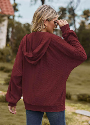 Cable-Knit Long Sleeve Hooded Jacket - MimiStylez