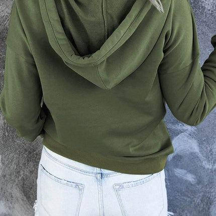 Dropped Shoulder Long Sleeve Hoodie with Pocket - MimiStylez