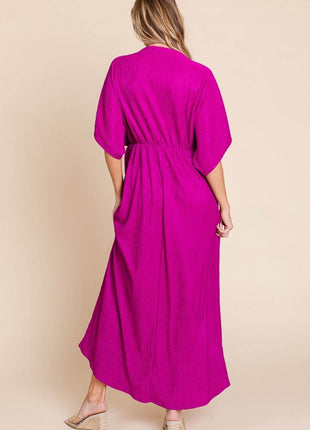 BOMBOM Surplice Maxi Dress with Pockets - MimiStylez