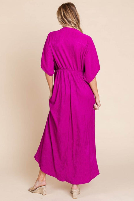 BOMBOM Surplice Maxi Dress with Pockets - MimiStylez