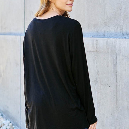Basic Bae Full Size V-Neck Long Sleeve Top - MimiStylez