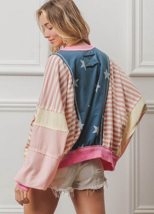 BiBi Stars and Stripes Round Neck Long Sleeve Top - MimiStylez