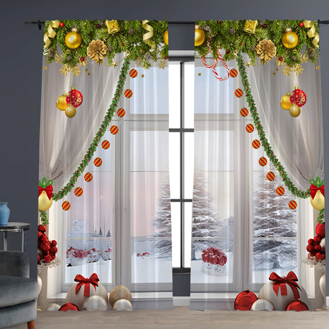 2PCs Christmas Curtain 3D Printing