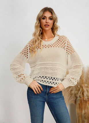 Cutout Round Neck Knit Top - MimiStylez