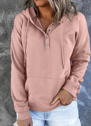 Dropped Shoulder Long Sleeve Hoodie with Pocket - MimiStylez