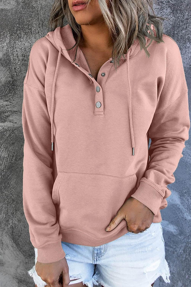 Dropped Shoulder Long Sleeve Hoodie with Pocket - MimiStylez