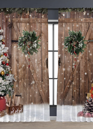 2PCs Digital Printed Christmas Curtains