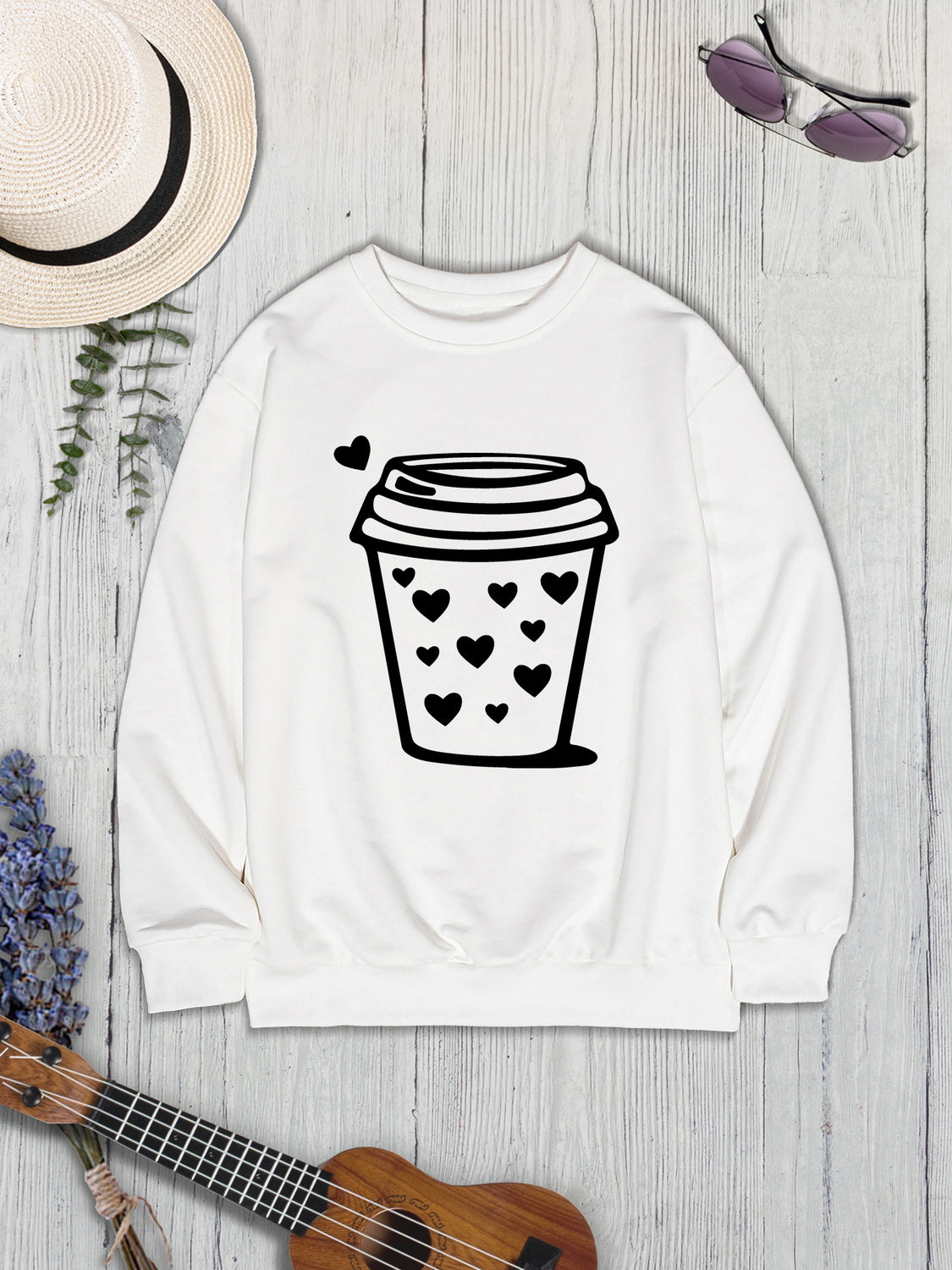 Coffee Graphic Round Neck Sweatshirt