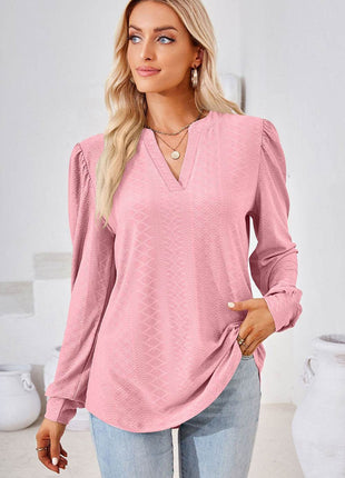Notched Long Sleeve T-Shirt - MimiStylez