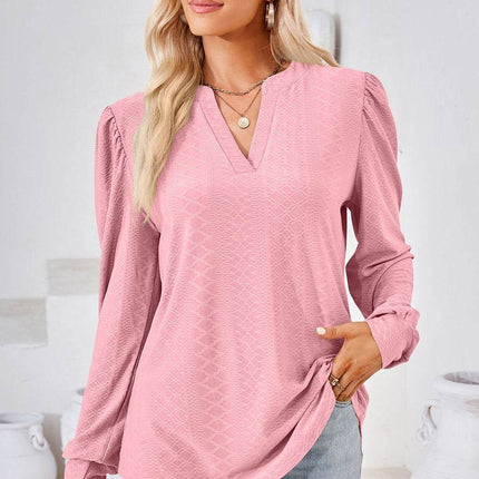 Notched Long Sleeve T-Shirt - MimiStylez