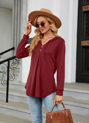 Long Sleeve Hooded Blouse - MimiStylez