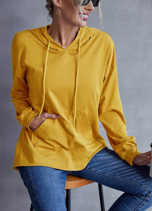 Drawstring Pocketed Dropped Shoulder Hoodie - MimiStylez