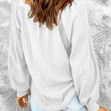 Square Neck Waffle-Knit Top - MimiStylez