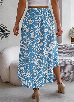 High-Low Printed High Waist Skirt - MimiStylez