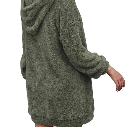 Half Zip Dropped Shoulder Oversized Hoodie - MimiStylez