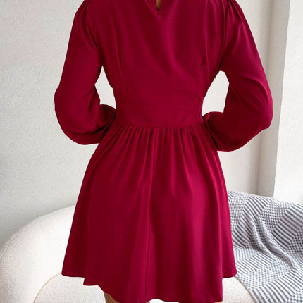 Cutout Turtleneck A-Line Mini Dress - MimiStylez
