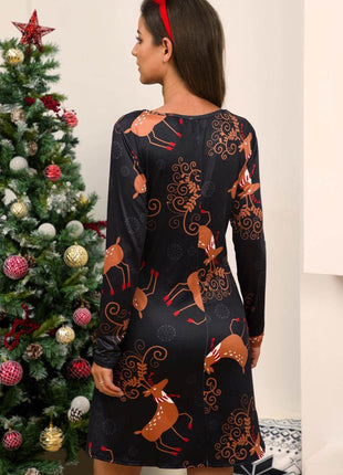 Full Size Christmas Long Sleeve Dress - MimiStylez