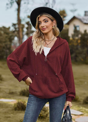 Cable-Knit Long Sleeve Hooded Jacket - MimiStylez