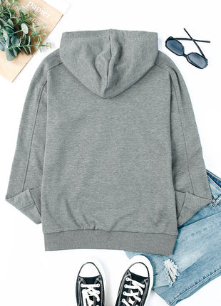 Lace-Up Dropped Shoulder Hoodie - MimiStylez