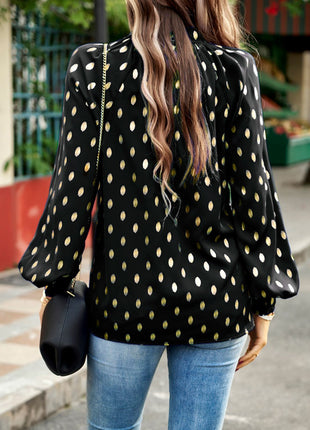 Blusa com decote falso e manga lanterna