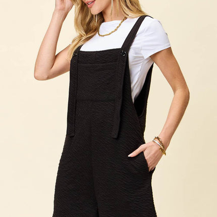 Double Take Full Size Texture Square Neck Romper - MimiStylez