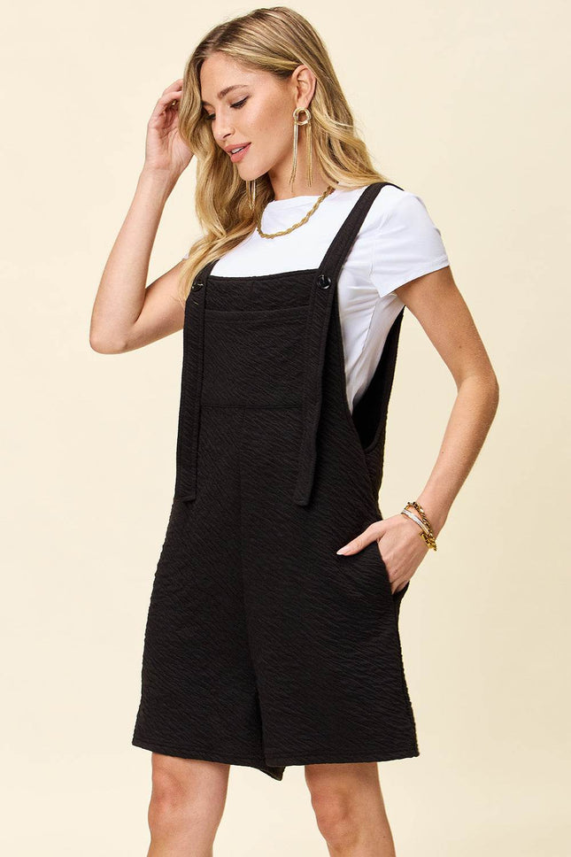 Double Take Full Size Texture Square Neck Romper - MimiStylez