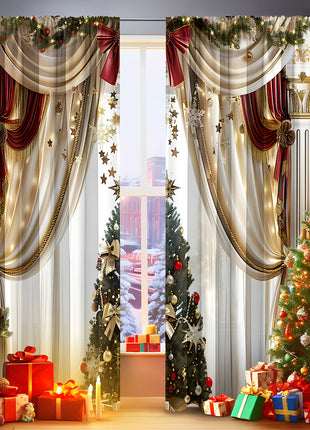 2PCs Christmas Curtain 3D Digital Printing