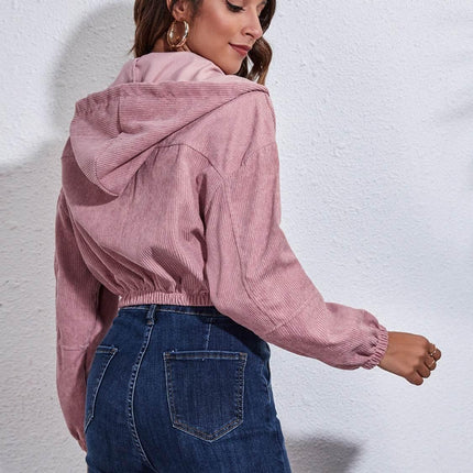 Drawstring Hooded Zip Up Jacket with Pockets - MimiStylez