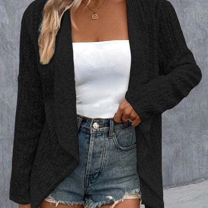 Eyelet Roll-Tab Sleeve Cardigan - MimiStylez