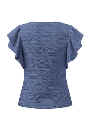 Textured Round Neck Cap Sleeve Top - MimiStylez