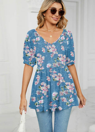 V-Neck Babydoll Blouse - MimiStylez