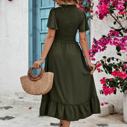 Ruffled Elastic Waist Midi Skirt - MimiStylez