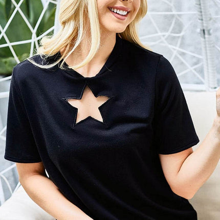 BiBi Star Cutout Short Sleeve T-Shirt - MimiStylez