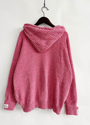 Drawstring Long Sleeve Hooded Sweater - MimiStylez