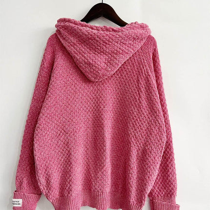 Drawstring Long Sleeve Hooded Sweater - MimiStylez