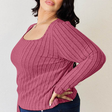 Basic Bae Full Size Ribbed Long Sleeve T-Shirt - MimiStylez