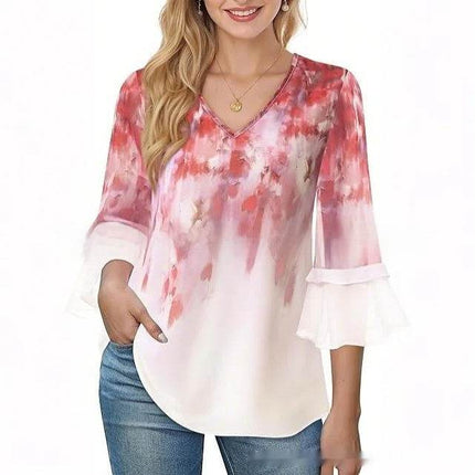 Women's Casual Top Pleated Sleeve - MimiStylez