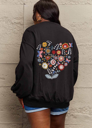 Simply Love Full Size Flower Graphic Sweatshirt - MimiStylez
