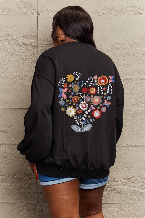 Simply Love Full Size Flower Graphic Sweatshirt - MimiStylez