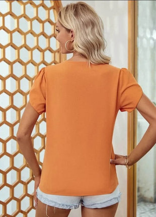 V-Neck Petal Sleeve Blouse - MimiStylez