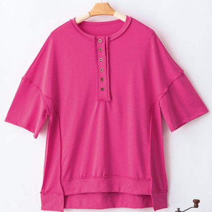 Half Snap Dropped Shoulder Sweatshirt - MimiStylez