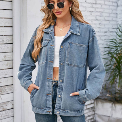Pocketd Button Up Detachable Hooded Denim Jacket - MimiStylez