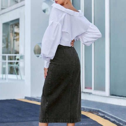 Button Down Denim Skirt - MimiStylez
