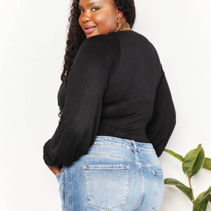 Culture Code Full Size V- Neck Bodysuit - MimiStylez