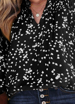 Plus Size Notched Neck Smocked Blouse - MimiStylez