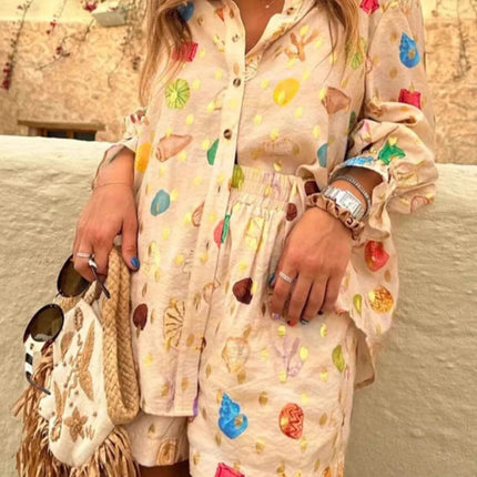 Colorful Print Shirt and Shorts Matching Set - MimiStylez